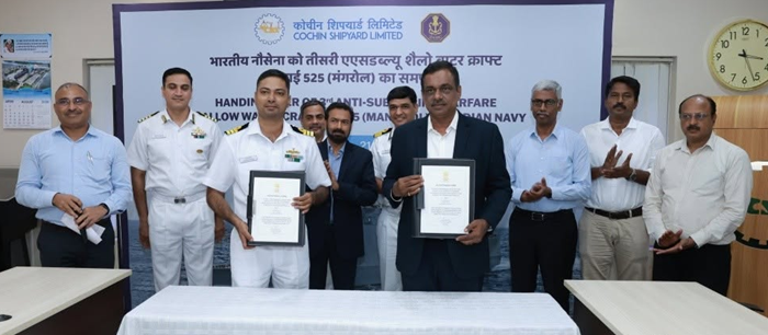 CSL: Mangrol delivered to Indian Navy